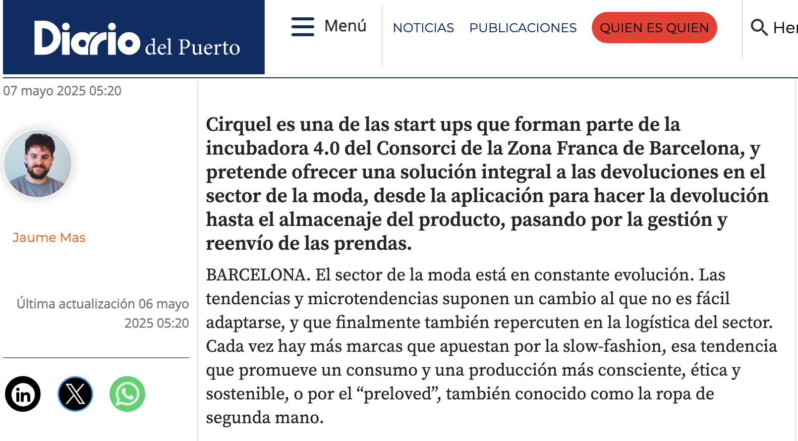 CIRQUEL featured in Diario del Puerto